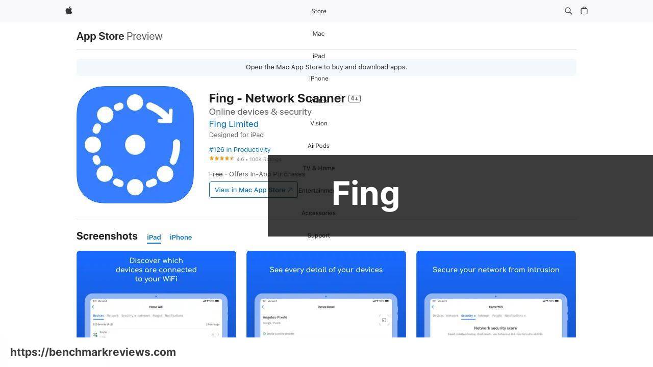https://apps.apple.com/us/app/fing-network-scanner/id430921107 screenshot